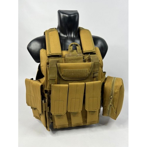 Тактический разгрузочный жилет «5 / пять карманов» с подсумками Tactical Molle Plate Carrier для съемных бронепластин в Ульяновске